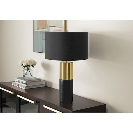 Monarch Specialties Lighting, 25 in.H, Table Lamp, Black Concrete, Black Shade, Contemporary I 9629