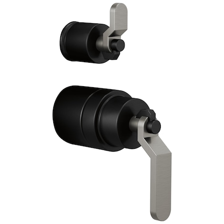 Brizo Litze Pressure Balance Valve Trim Handle Kit, Industrial Lever Matte Black/Luxe Steel HL75P34-BLSL