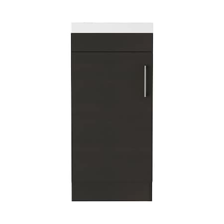 Homeroots 16" Black And Silver Wood Freestanding Bathroom Vanity With White Sink 543633