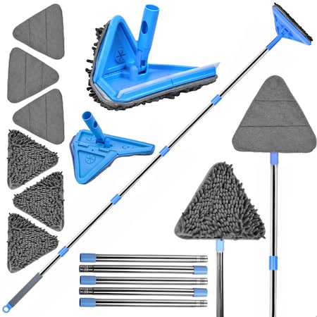 Dsv Standard 77 inch Wall Mop, 3-in-1 Cleaner w/ Squeegee, 360 degree Swivel, Multi-Surface Pads 87004