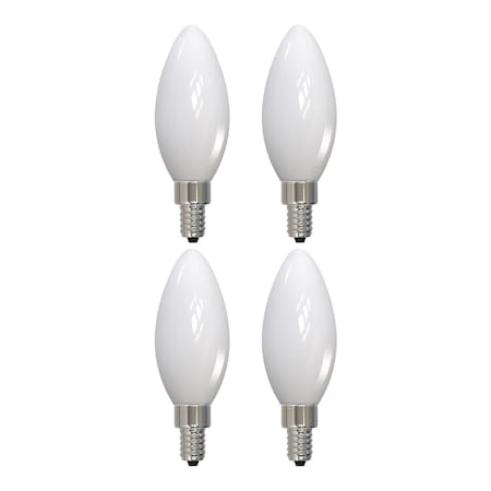 Bulbrite 60w B11 Milky Dimm (E12) Candelabra Screw Base Decorative Filament LED Lght Bulb Sft Wht, 3000K, 4PK 861926