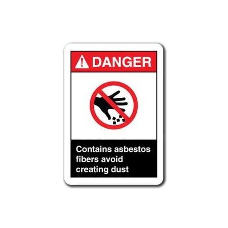 Signmission 10 in Height, Plastic, ANSI-710DS Contains Asbestos Fibers, ANSI-710DS Contains Asbestos Fibers ANSI-710DS Contains Asbestos Fibers
