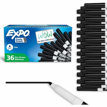 Expo Low-Odor Dry-Erase Marker Value Pack, Fine Bullet Tip, Black, 36PK 1921062A