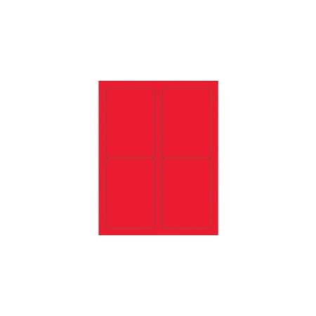 Bubblefast 3 1/2 x 5'' Fluorescent Red Rectangle Laser Labels-4 Labels per Sheet BFLL176RD
