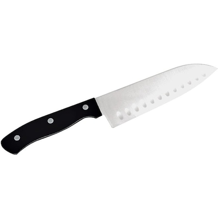 Chef Craft SELECT Series Santoku Knife, 6-1/2 in L Blade, Stainless Steel Blade, POM Handle, Black Handle 21671