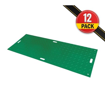 Mytee Products 4'x8ft Ground Protection Mats w/Double Sided Diamond Plated Tread Design, 12PK GPM-4x8x05-GREENx12