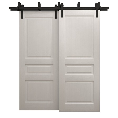 Sartodoors Sliding Closet Barn Bypass Doors 64 x 96 inches, Ego 5012 Painted White Oak, Modern 6.6ft Rails Ha EGO5012BBB-PWO-6496