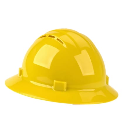J. J. Keller & Associates SAFEGEAR Full Brim Hard Hat, Vented, 4 Point Adjustable Ratchet Suspension, Class C, Yellow, 1 Pc 69998