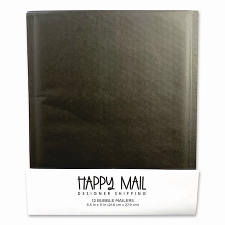 Happy Mail Self-Sealing Bubble Mailer, 8.5 x 11, Black, 12PK 245156