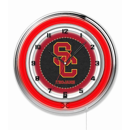 Holland Bar Stool Co University of Southern California Double Neon 19" Clock (USC) Clk19SouCal