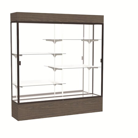 Ghent Lighted Floor Display Case 72x80x16, Plaque, Dark Bronze 2176PB-BZ-WV