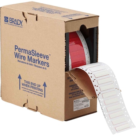 Brady PermaSleeve HX Heat Shrink Double Sided Wire Marking Sleeves, 0.25 in. Dia x 1.15 in. W, White 2HX-250-2.3-WT-2