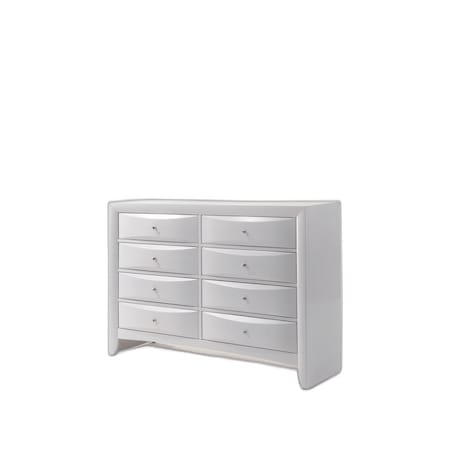 Homeroots 59" White Solid and Manufactured Wood Eight Drawer Double Dresser 490458