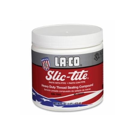La-Co Slic-Tite Paste Thread Sealant with PTFE, 1 pt, Jar, White 434-42012