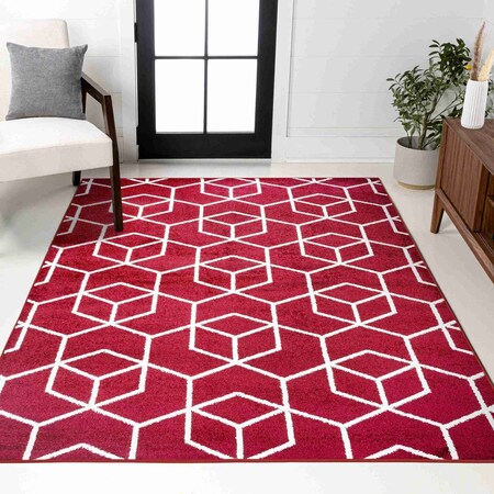 Jonathan Y Tumbling Blocks Modern Geometric Red/White 8 ft. x 10 ft. Area Rug SEU101I-8
