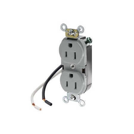 Leviton Commercial Grade Duplex Receptacle, 15 Amp, 125 Volt 5040-CGY