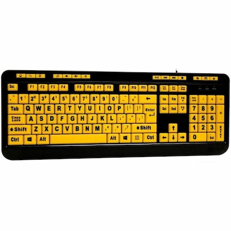 Adesso 4X PRINTED KEYS FLUORESCENT USB 122-KEY HIGH CONTRAST KEYBOARD AKB-132UY