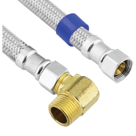 Westlake Pipe & Fittings 3/8 In.Cx3/8 In.MIP Elbowx72'' L Braided SS Flex Line Appliance Water Connector 10-0973