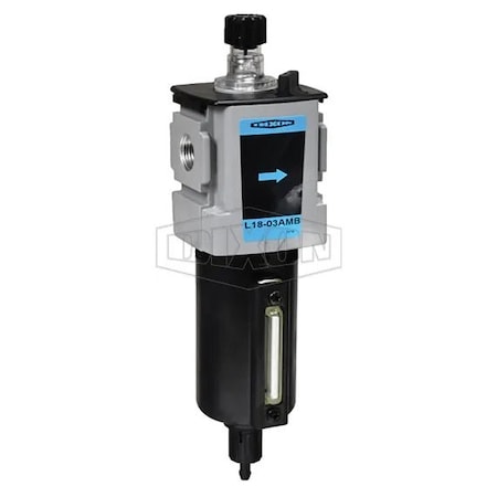 Dixon Wilkerson by EconOmist Compact Lubricator, 3/8 in NPT/BSPP-G Port, 90 SCFM Flow Rate, 250 psi Pressu L18-03AMB