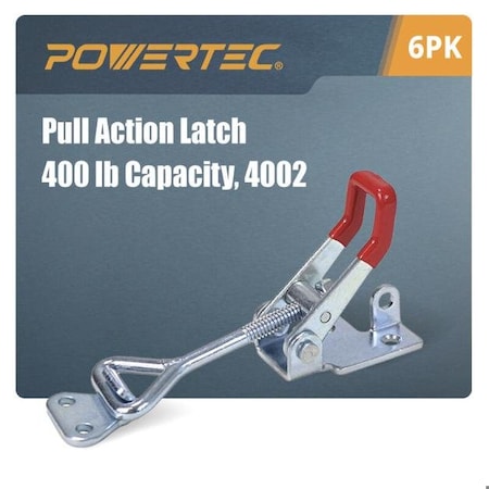 Powertec Toggle Clamp, 400 lbs Cap., 4002 Adj. Pull Action Latch, 6PK 20312-P3N