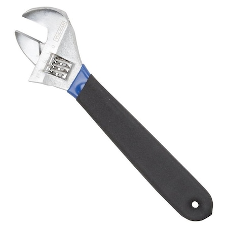 Vulcan Adjustable Wrench, 8 in OAL, 1.04 in Jaw, Steel/Vinyl, Chrome, Non-Slip Handle JL149083L