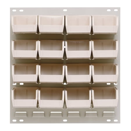 Quantum Storage Systems 18X19 HC LOUVERED PANEL W/16 BINS IVORY QLP-1819HC-210-16IV