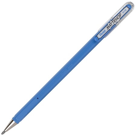 Pentel Hybrid MATTEHOP Gel Roller, 1.0mm, Matte Sky Blue Ink, 12PK K110-VS