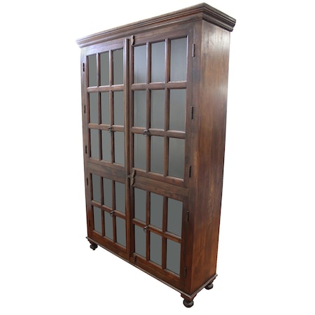 Homeroots 53in Dark Brown Solid Wood Frame China Cabinet With Five Shelves 489020