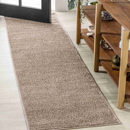 Jonathan Y Haze Solid Low-Pile Beige 2 ft. x 16 ft. Runner Rug SEU100G-216