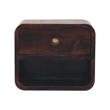 Homeroots 16" Walnut Solid Wood Round One Drawer Floating Nightstand 651542