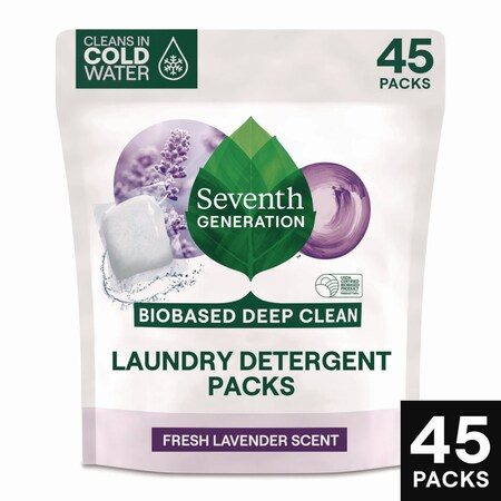 Seventh Generation Natural Laundry Detergent Packs, Powder, Lavender Scent, 45 Packets/Pack, 8PK 62692700