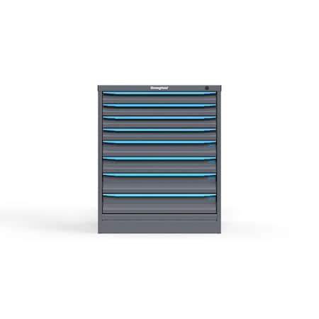 Strong Hold 8 drawer cabinet - (4x 2ft, 2x 3ft, 2x 4ft) - Blue accents - Keyed Different S3036-PPDAS-0804FS