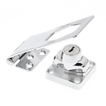 Prime-Line Door and Gate Safety Hasp Hinge Latch with Keyed Twist Knob Lock 3-3/4 inch with Screws Chrome U 117204