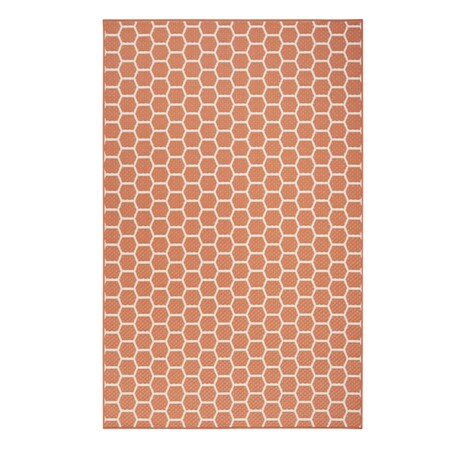Homeroots 6' X 9' Coral And Ivory Geometric Indoor Outdoor Area Rug 554834