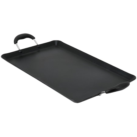 Oster Clairborne 19 x 11.6 Inch Nonstick Double Burner Rectangular Griddle Pan in Charcoal Gray 141075.01