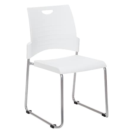Office Star Products STC Series Sled Base Leg Stack Chair, White / Silver STC8302C28-11