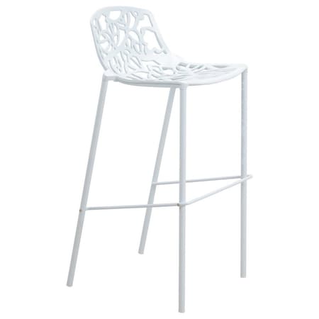 Leisuremod Devon Mid-Century Modern Aluminum Bar Stool with Powder Coated Frame and Footrest, White DB31W