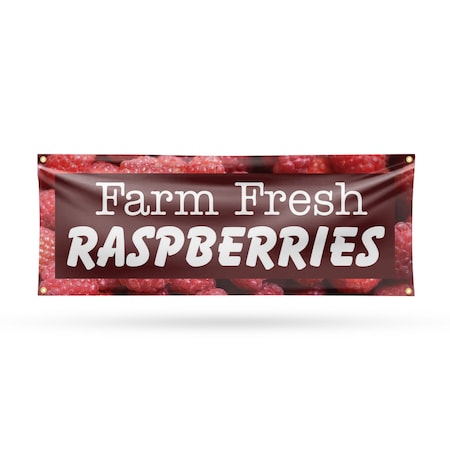 Signmission Farm Fresh Raspberries, 18 Inch x 48 Inch, Vinyl Banner B-30614