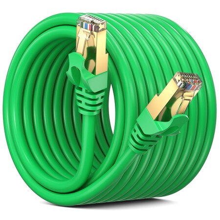 Maximm 20ft Flat Cat7 SFTP Shielded Ethernet Cable, Green CAT720FTGreen