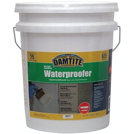 Damtite 0 Latex Waterproofer, White, Liquid, 5 gal Pail 3555