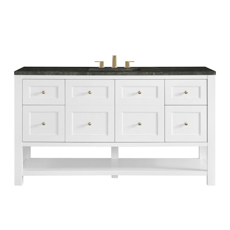 James Martin Vanities Breckenridge 60" Single Vanity, Bright White, w/ 3 CM Phantome Eclos Top 330-V60S-BW-3PHT