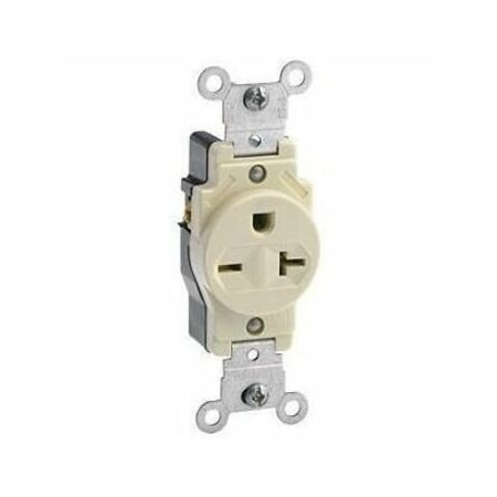 Leviton PlugsandRcptcls, 20A, 250VAC, Ivory, Nylon 5823-I