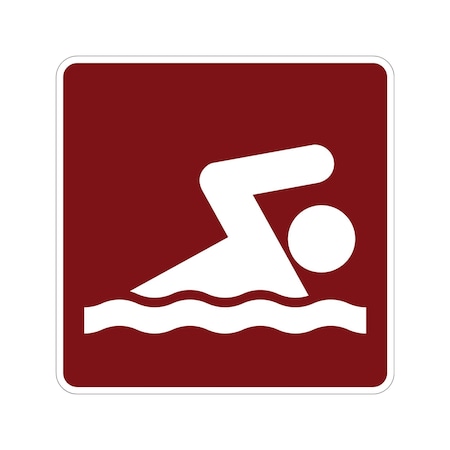 Sign Solutions Usa Swimming (Symbol), 24 in W x Square, Aluminum Sign DUS10DWT2424RS-061