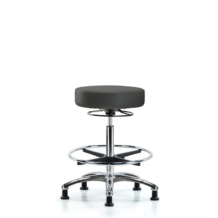 Blue Ridge Ergonomics Bench Stool, Hi, Chrm, Vinyl, CF, Glid, Gry BR-VHBSO-CR-CF-RG-8605