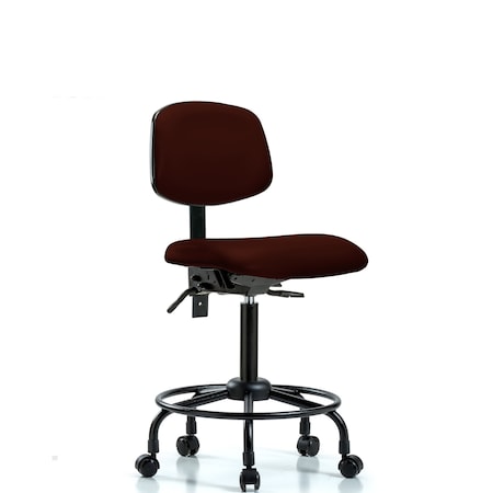 Blue Ridge Ergonomics Bench Chair, Vinyl, RT, Casters, Burg, No Arms, 22" to 29" Height, Burgundy BR-VMBCH-RT-T0-A0-RC-8569