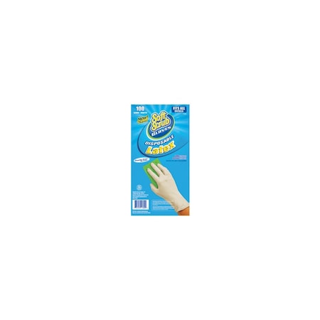 Soft Scrub Disposable Latex Gloves, Powder Free, One Size, 100-Ct. 11300-16
