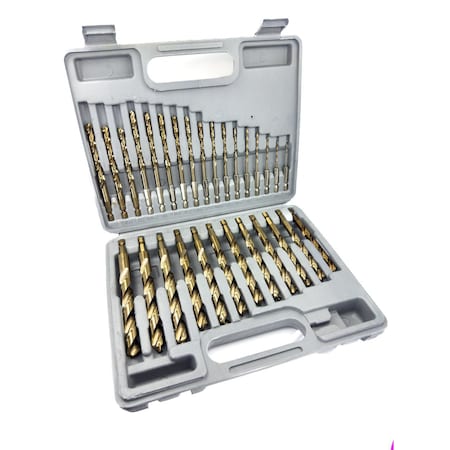 Drill America 29 Piece Cobalt Stepped Drill Bit Set with Quick Change Hex Shank (1/16" - 1/2" x 1/64") GSCHEX29-SET