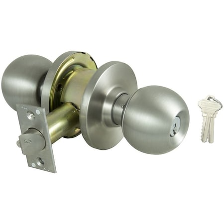 Prosource Knob Set, 2 Grade, Stainless Steel, Stainless Steel, SC1 Keyway, Different Key, Commercial C368BV-PS