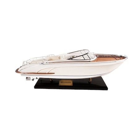 Homeroots 11" White Wood Yacht Model Sculpture 401856