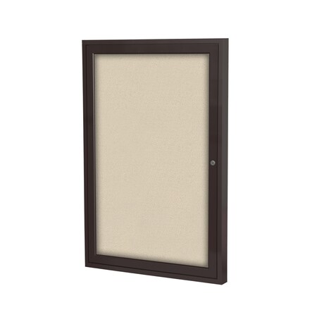 Ghent 1 Door Enclosed Fabric Bulletin Board, Bronze Aluminum Frame, 3'H x 2'W, Beige PB13624F-90